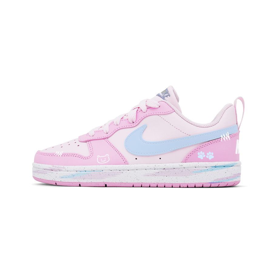 Nike Nike Court Borough Sweet Berry Cat Paw Slip Resistant Abrasion Resistant Low top Kids' Skateboarding Shoes Blue Pink