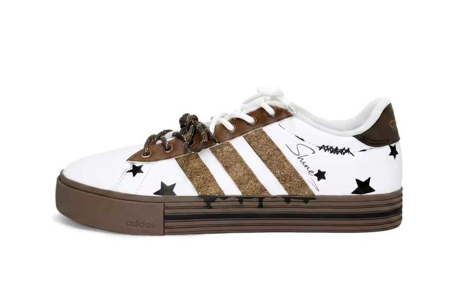 Adidas Adidas Daily 4.0 Synthetic Leather Slip Resistant Abrasion Resistant Low top Skateboard Shoes Unisex White Brown