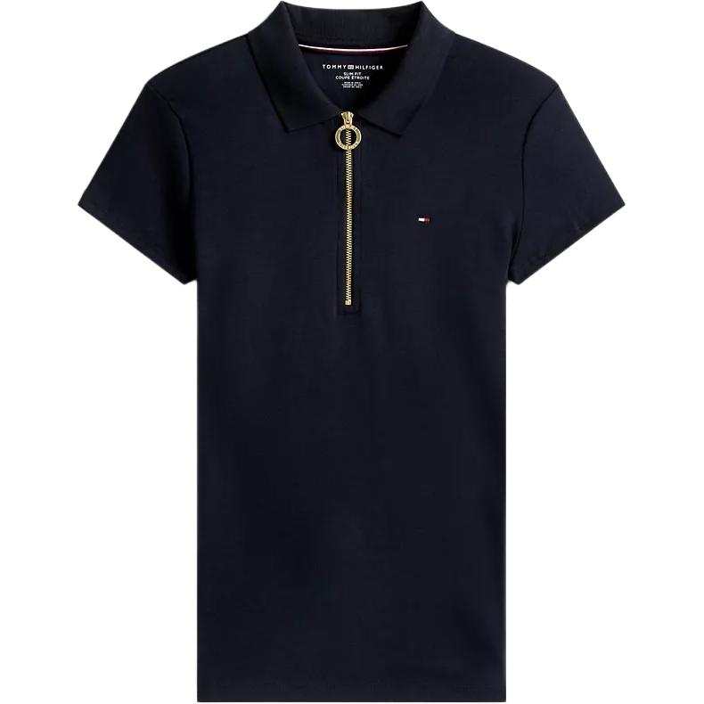 Tommy Hilfiger Fit Essential Zip Polo T Shirts Polo Shirt Women's Marine Blue