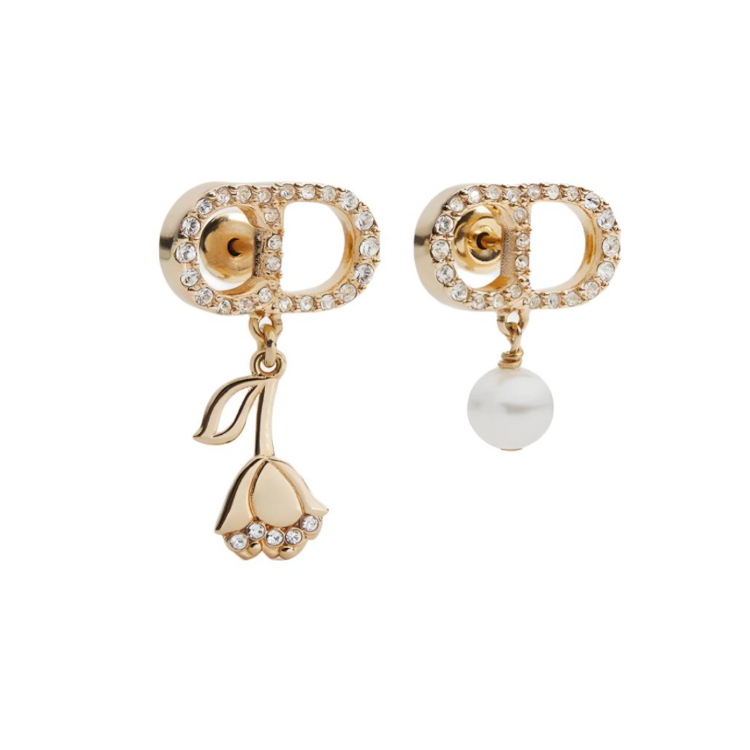 DIOR DIOR Resin Earrings Unisex Gold/White