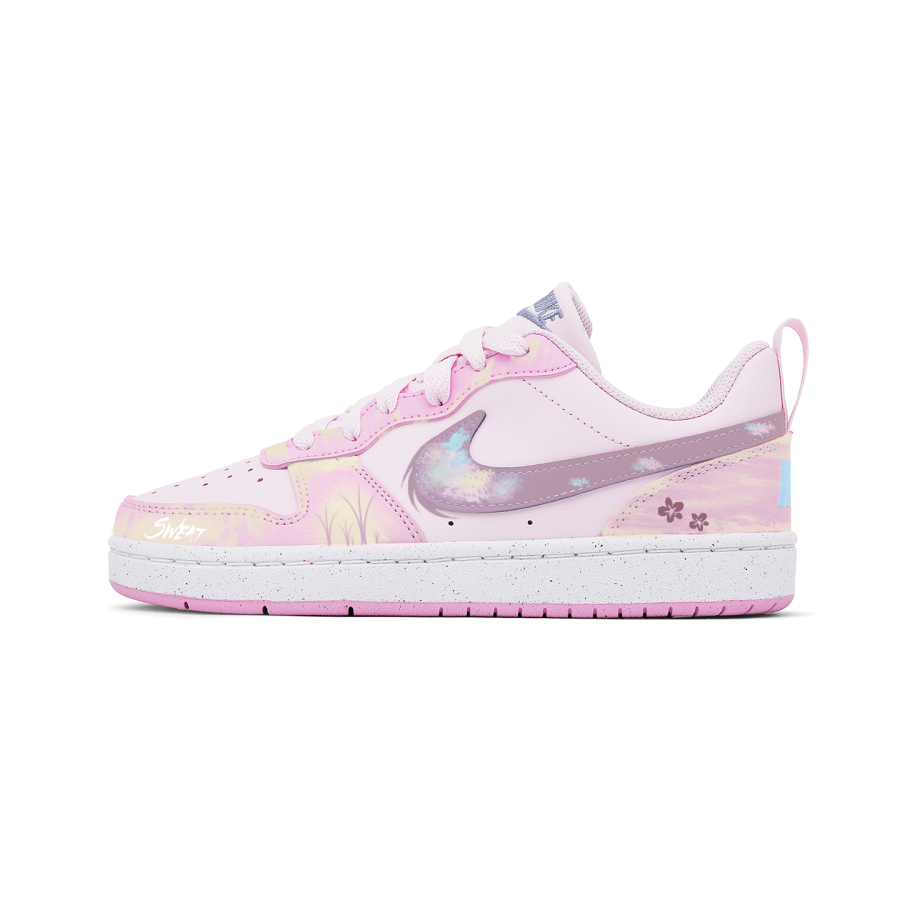Nike Nike Court Borough Spring Peach Slip Resistant Abrasion Resistant Low top Kids' Skateboarding Shoes Pink Yellow
