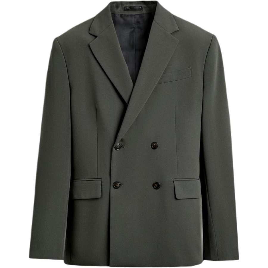 ZARA Business Suits Men's Green Lapel Moderate Business Suit