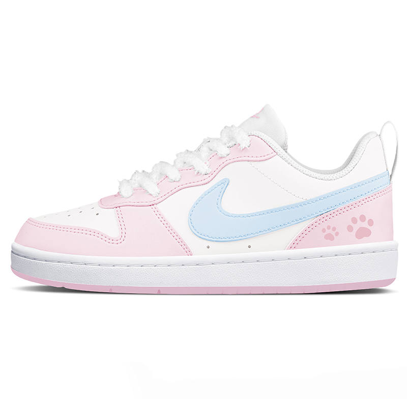 Nike Nike Court Borough Sweetheart Cat Paw Low top Kids' Skateboarding Shoes Pink Blue Teenagers