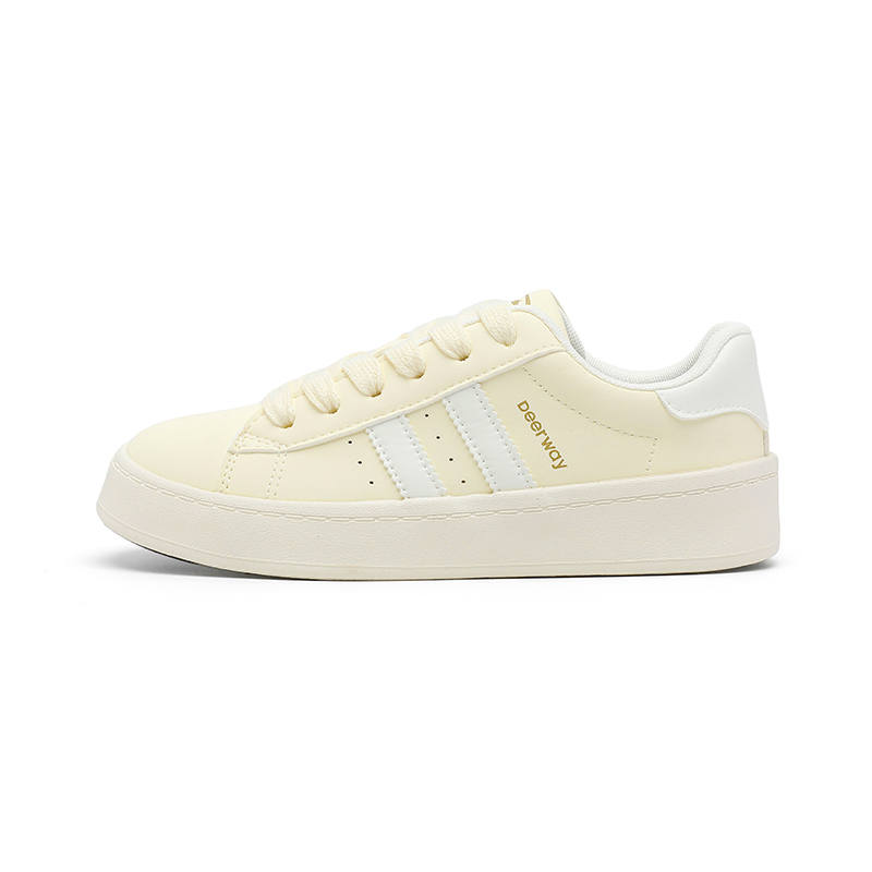 DEERWAY Lightweight Breathable Casual Skate Shoes Women's Light Yellow