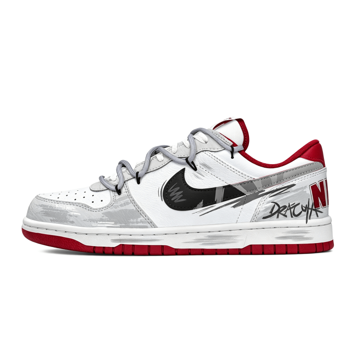 Nike Nike Big Slip Resistant Abrasion Resistant Low top Skateboard Shoes Men's Gray White Red