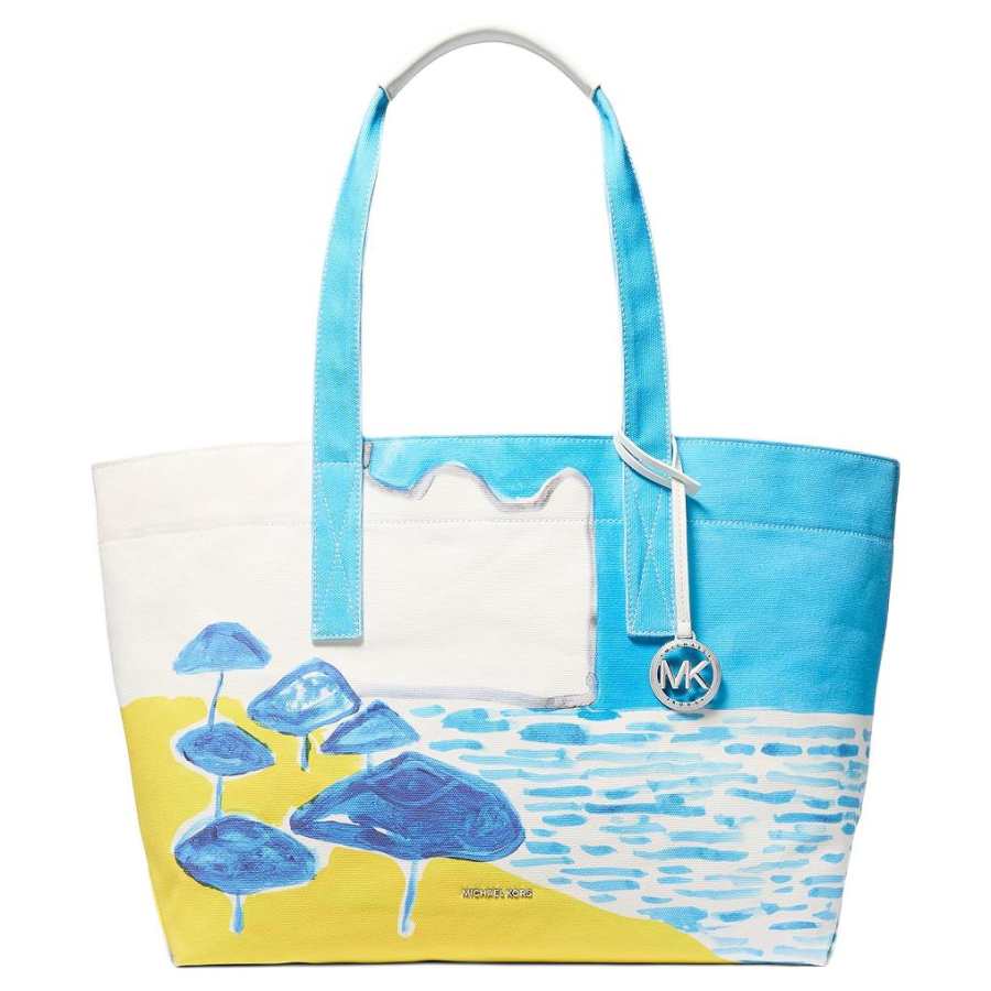 MICHAEL KORS X Christina Zimpel Collaboration Cotton Tote Bag, Shoulder Bag Large Women's Milo Blue