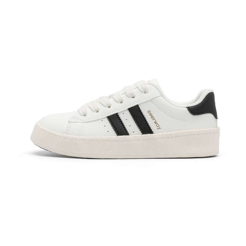 DEERWAY Lightweight Breathable Casual Skate Shoes Women's White Black