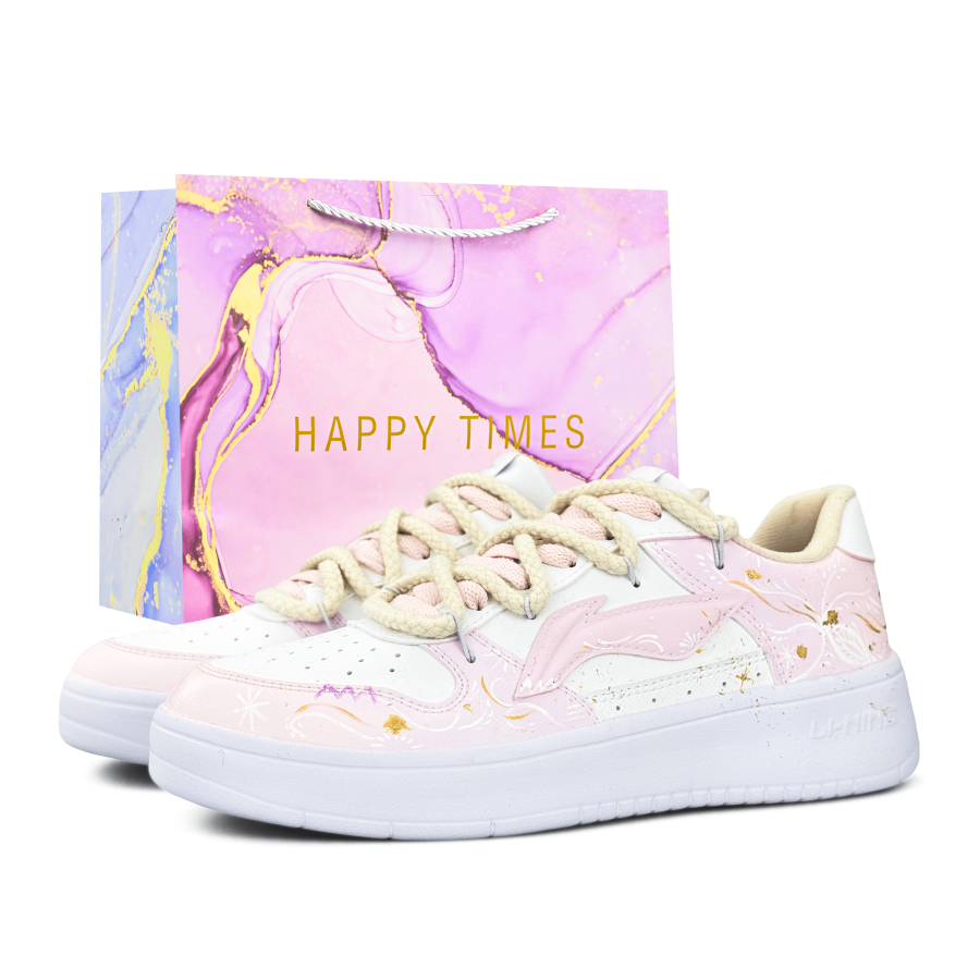 Li-Ning Li Ning Floating Boat Lightweight Breathable Low top Skateboard Shoes Women's Pink White