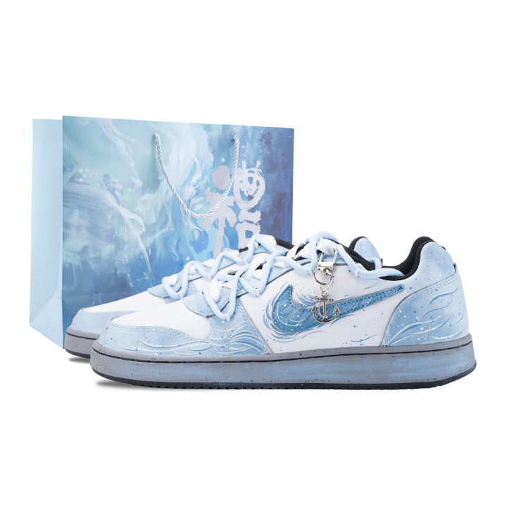 Nike Nike EBERNON White Waves Chasing Sand Slip Resistant Lightweight Low top Skateboard Shoes Men's Blue White