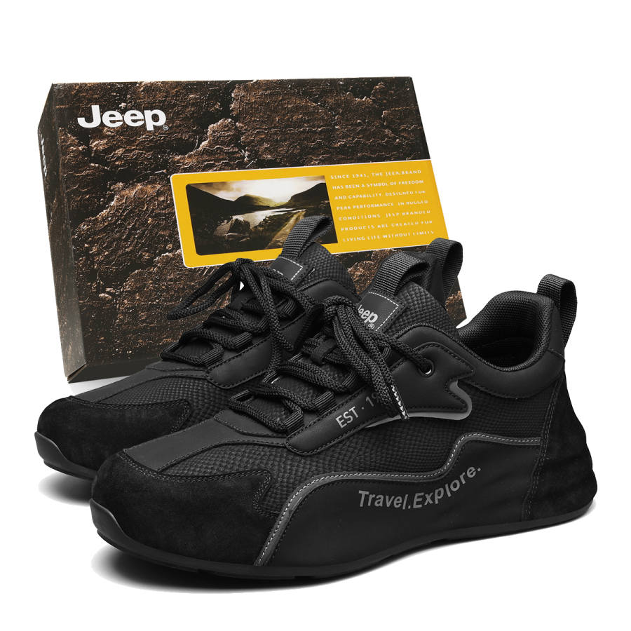 Jeep Wandering Step Cushioning Abrasion Resistant Height Increasing Low top Casual Shoes Men's