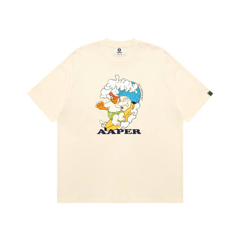 Aape T Shirts Men's Beige IVA Crew Neck Moderate Straight Fit