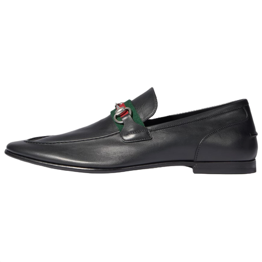 GUCCI Horsebit Como Casual Leather Shoes 1cm Men's Black