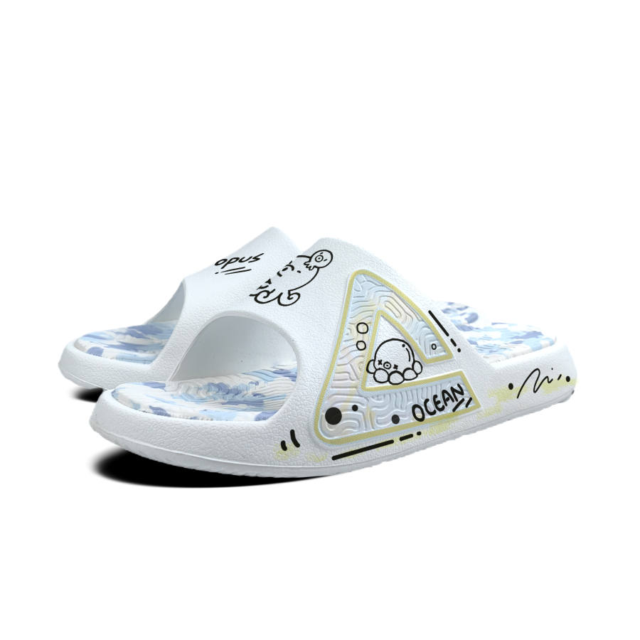 PEAK EVA Graffiti Cute Pet Quiet Slip Resistant Quick Dry Cushioning Slide Slippers Unisex