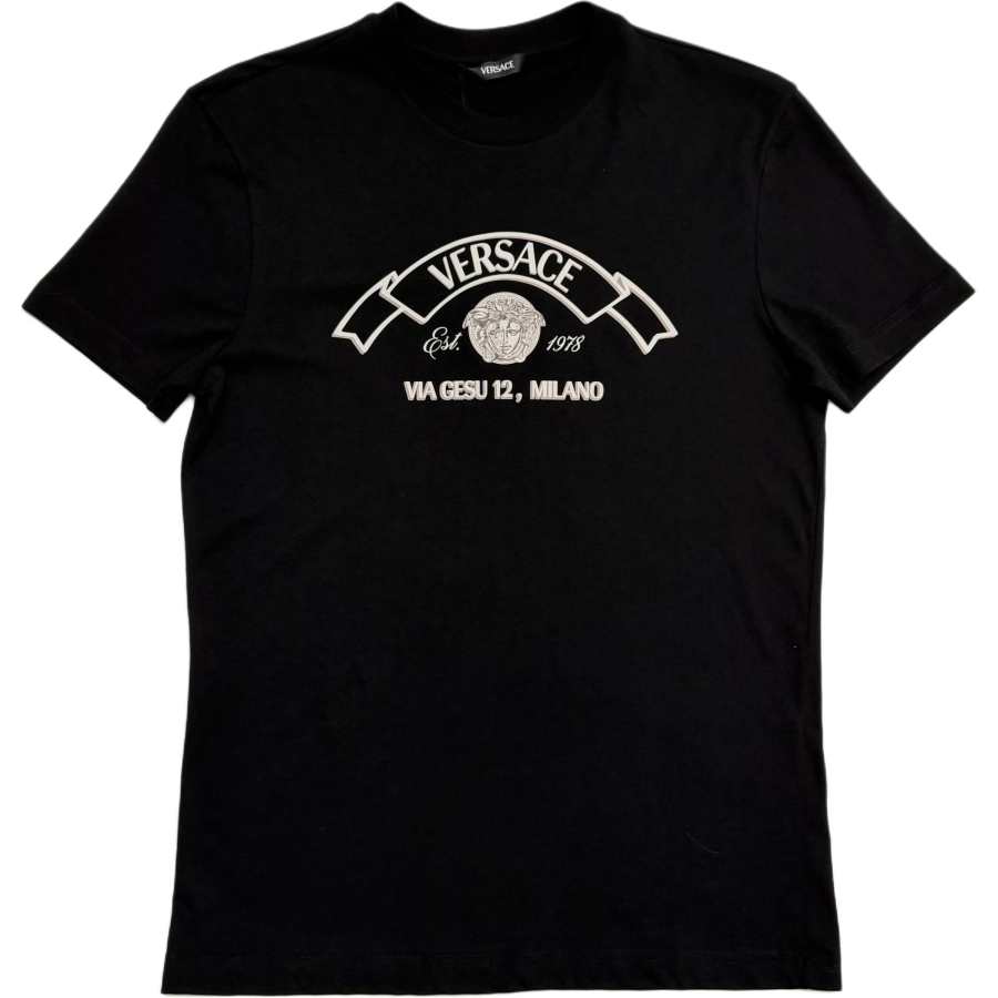 VERSACE T Shirts Men's Black Crew Neck Moderate Straight Fit
