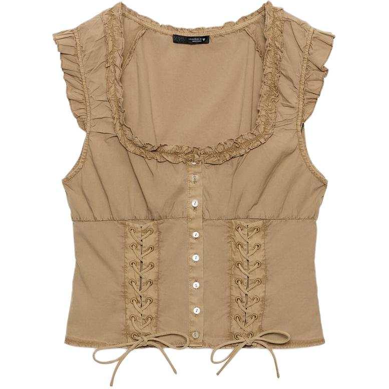 ZARA Tank Tops Women's Yellow Ochre Other
