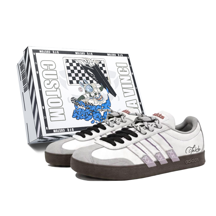 Adidas Adidas Vl Court Classic Taro Paste And Tapioca, Box Low top Skateboard Shoes Unisex White
