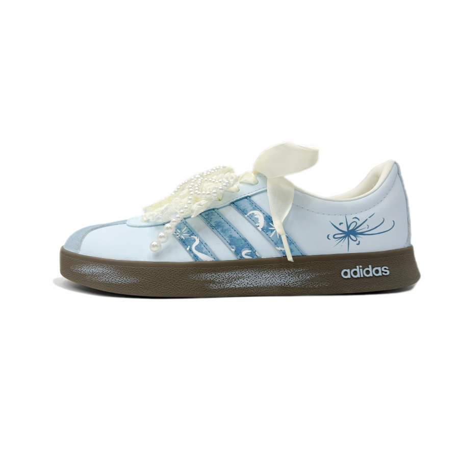 Adidas Adidas Vl Court Classic Cerulean Coast Slip Resistant Abrasion Resistant Low top Skateboard Shoes Unisex Blue