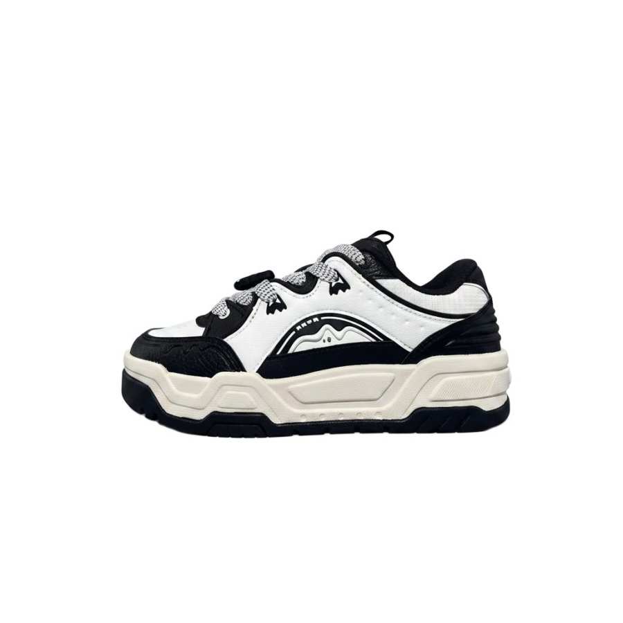 Anta SV Pu Slip Resistant, Abrasion Resistant, Height Increasing Low top Skateboard Shoes Women's Black White