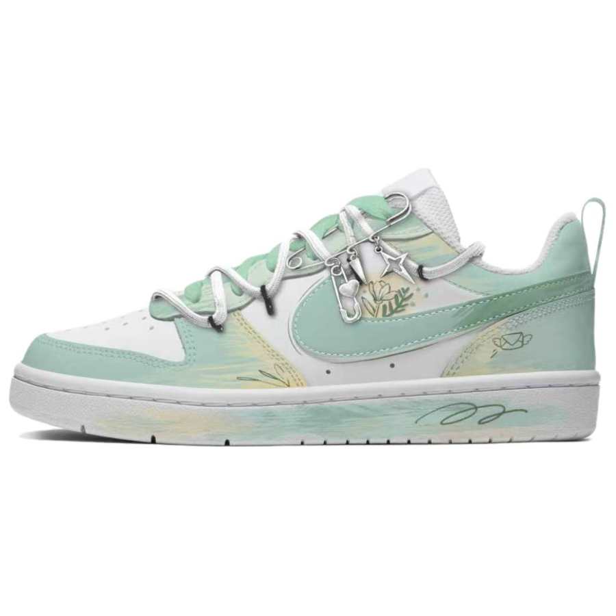 Nike Nike Court Borough Spring Letter Leather Slip Resistant Low top Skateboard Shoes Women's Green
