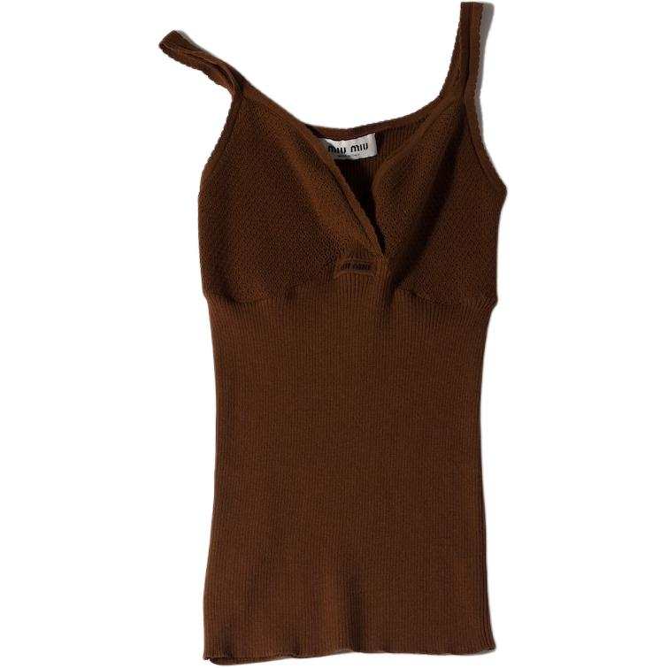 MIU MIU Camisoles Women's Brown Camisole Moderate Straight Fit