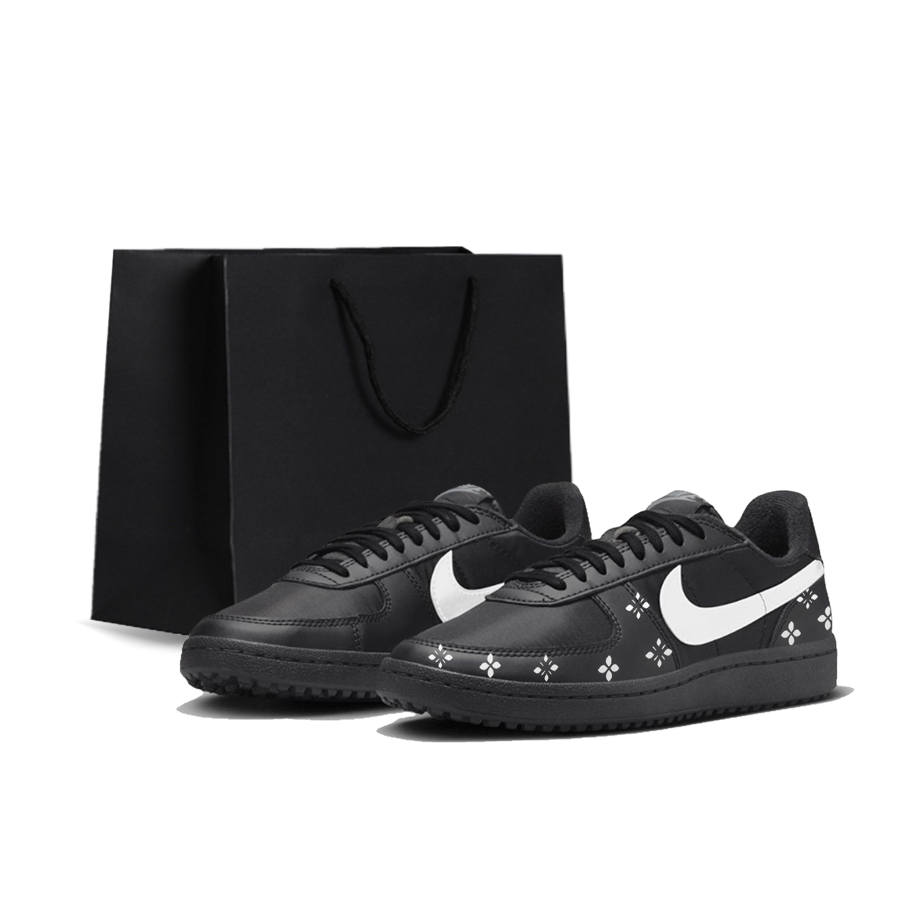 Nike Nike Field General '82 Dark Night Floral Abrasion Resistant Low top Skateboard Shoes Women's Black Silver