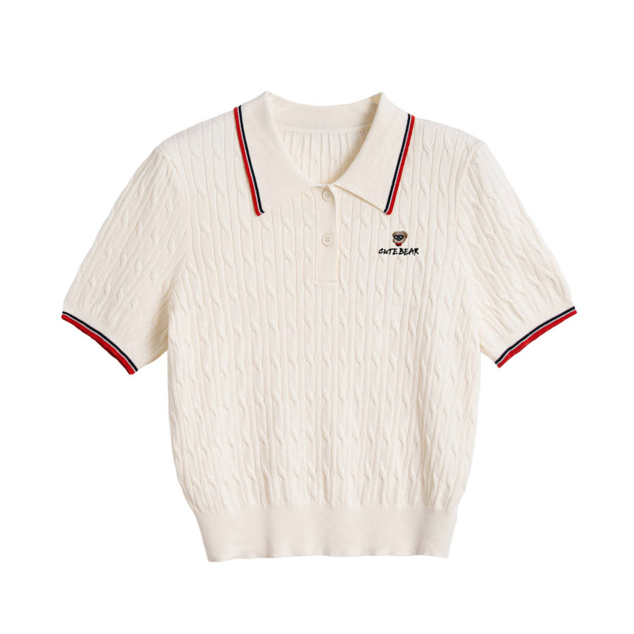 Tonlion Knitwear Women's Ecru Lapel Moderate Other
