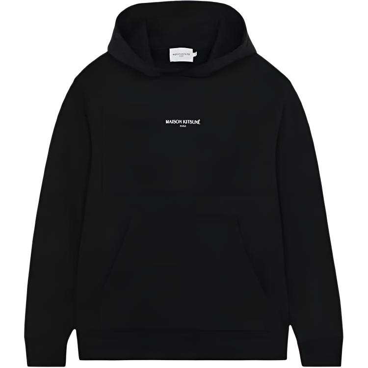 Maison Kitsune Sweatshirts Men's Black Hooded Non Detachable Moderate