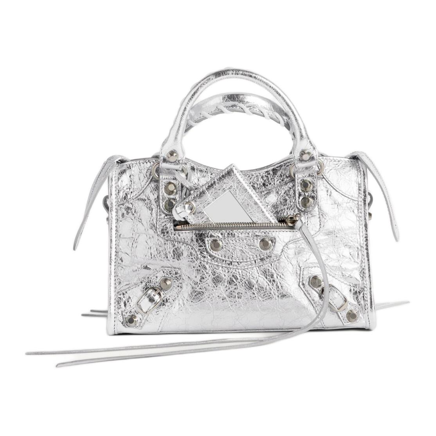 Balenciaga Le City Sheepskin Handbag Mini Women's Silver