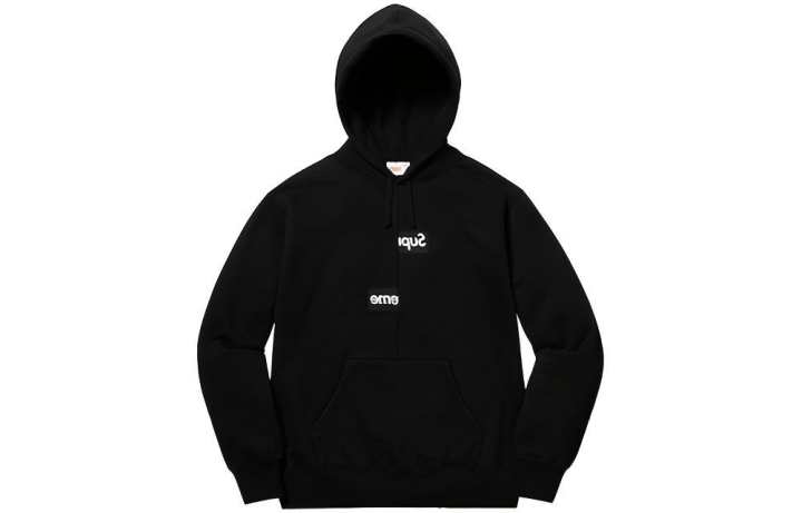 Supreme Supreme Off Center Patchwork Logo Hooded Fleece Lined Sweatshirt Unisex Black
