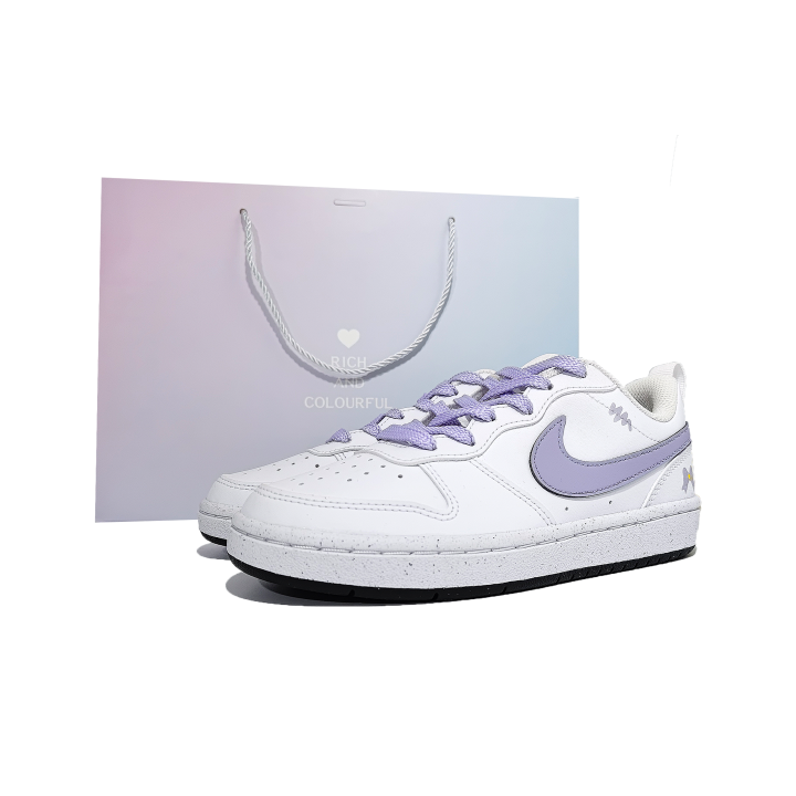 Nike Nike Court Borough Purple Heartbeat Custom Synthetic Leather Slip Resistant Cushioning Abrasion Resistant Support