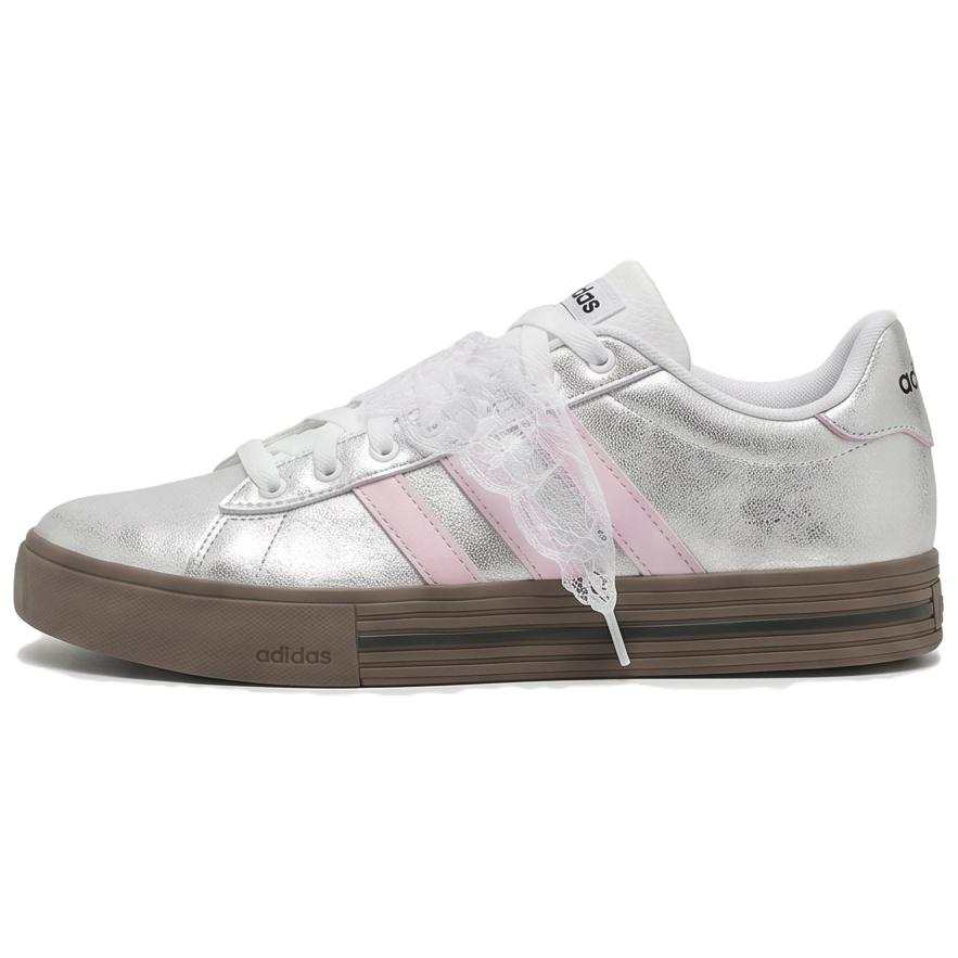 Adidas Adidas Daily 4.0 Silver Nugget Pink Leather Slip Resistant Low top Skateboard Shoes Unisex Silver