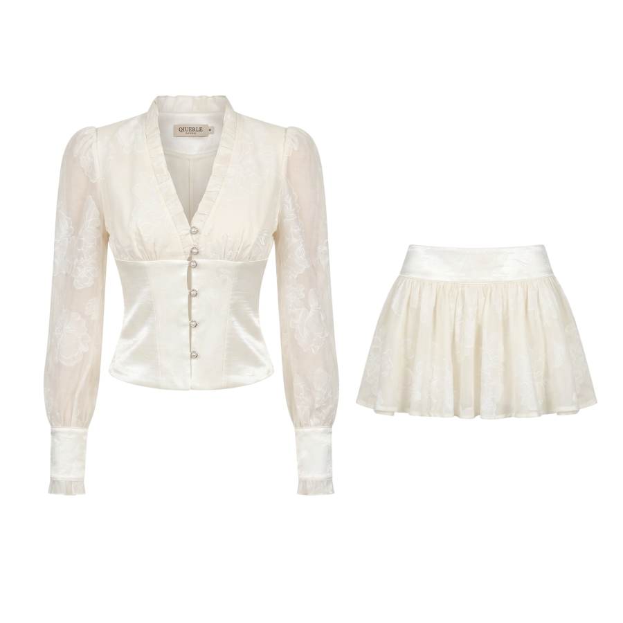 Qiuerle Two Piece Skirt Sets Women's Moderate Long