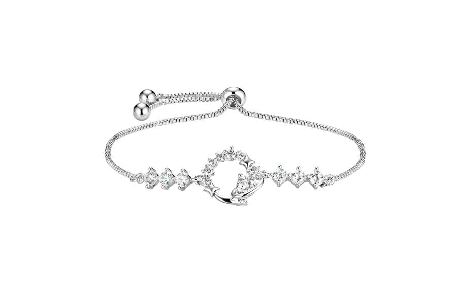 Disney Synthetic Cubic Zirconia Brass Bracelets Women's Silver