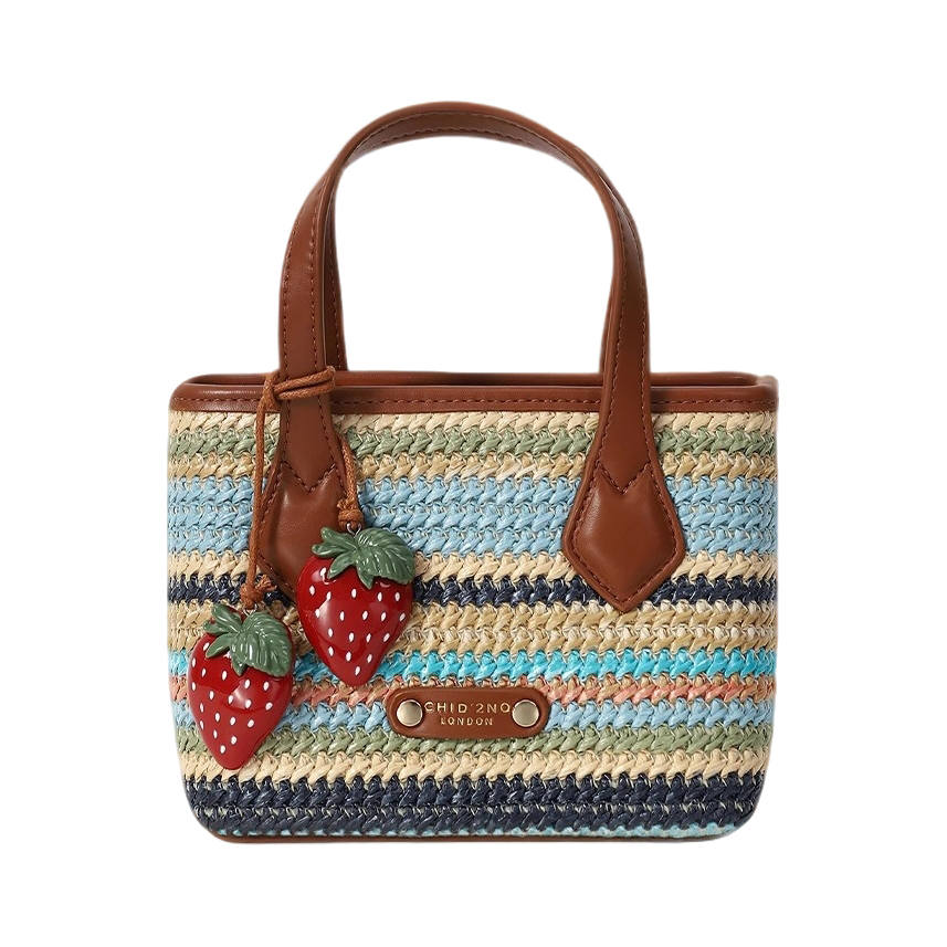 PAYOT PAYOT Straw Woven With Synthetic Leather Handbag Regular Women's Multicolor