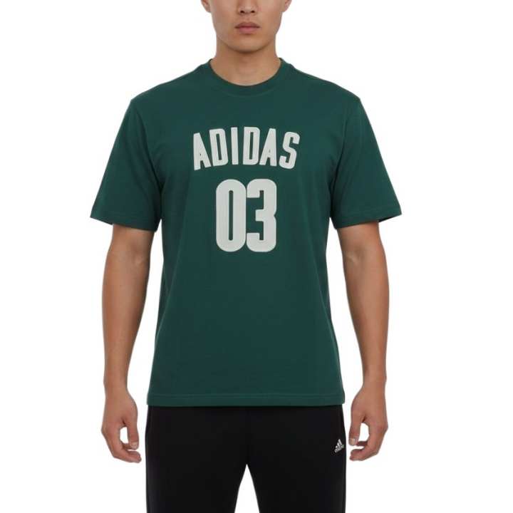 Adidas Adidas T Shirts Men's Olive Green Crew Neck Moderate