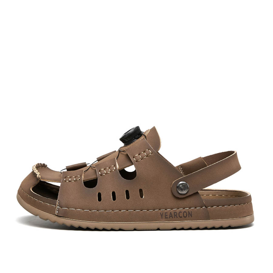 YEARCON YEARCON Synthetic Leather, Split Cow Leather Beach Sandals Men's