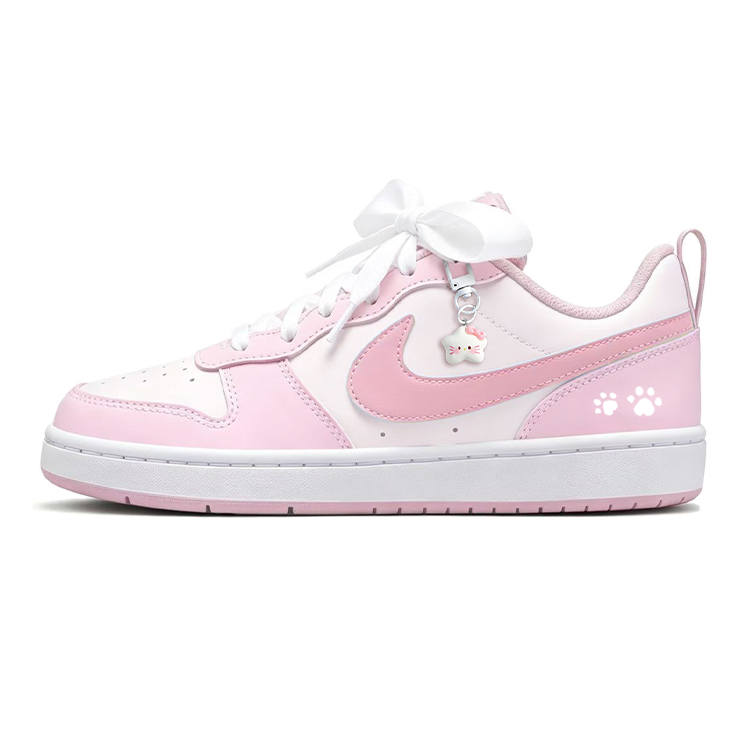 Nike Nike Court Borough Pink Pout Artificial Leather Low top Skateboard Shoes Women's Pink