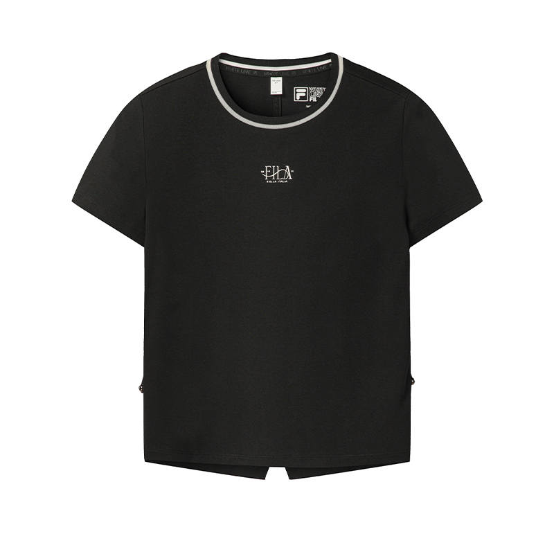 FILA T Shirts Women's Jet Black Crew Neck Moderate