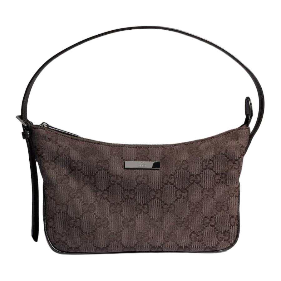GUCCI GG Canvas Shoulder Bag Small Women's Dark Brown
