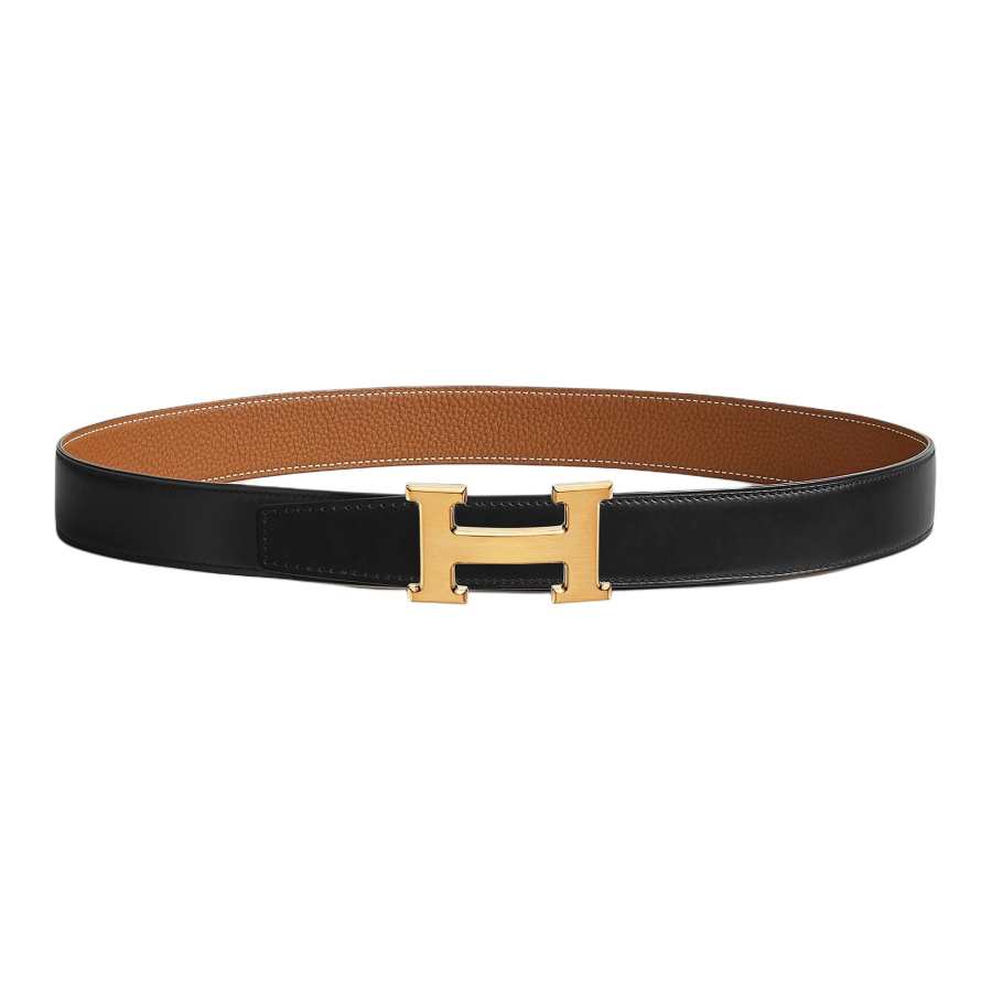 HERMES HERMES Calfskin Leather Belts Men's Width 3.2cm