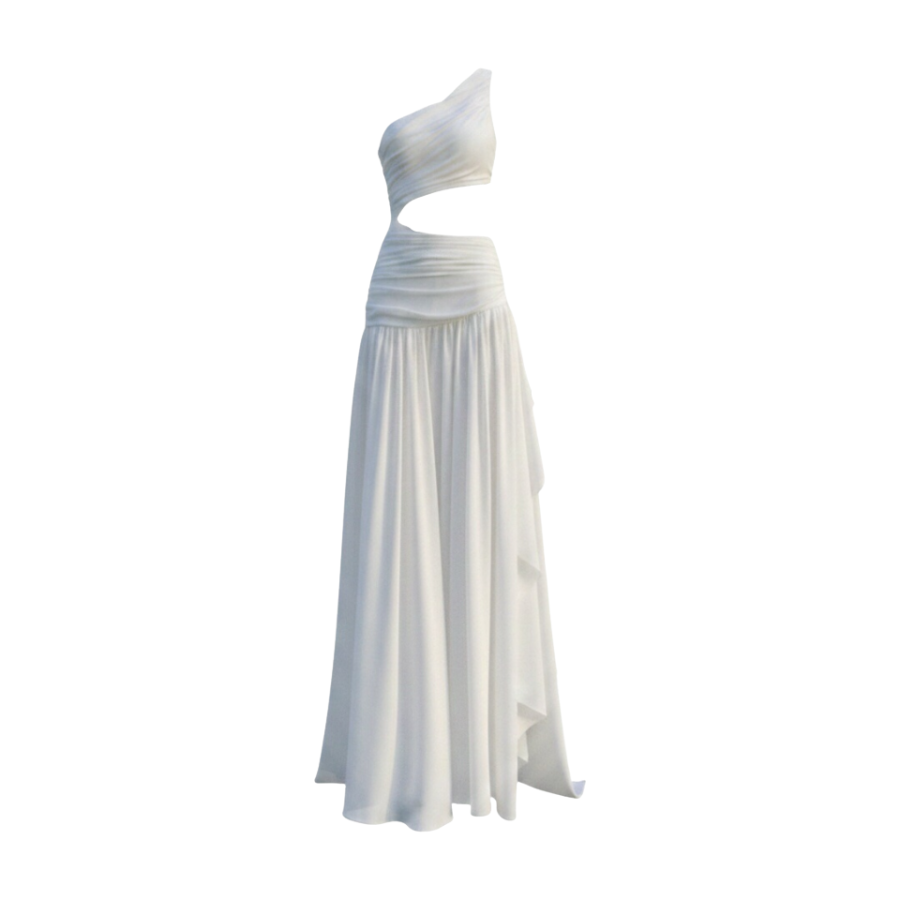 MTHE Sleeveless Dresses Women's Asymmetrical Shoulder Moderate Long Skirt