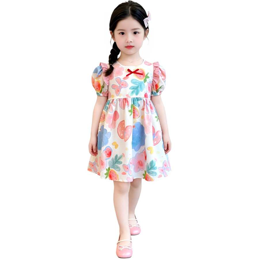 TNTX Kids Dresses Crew Neck Moderate Midi Dress Non Stretch