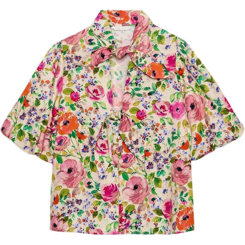 ZARA Shirts Women's Multicolor Stand Collar Moderate