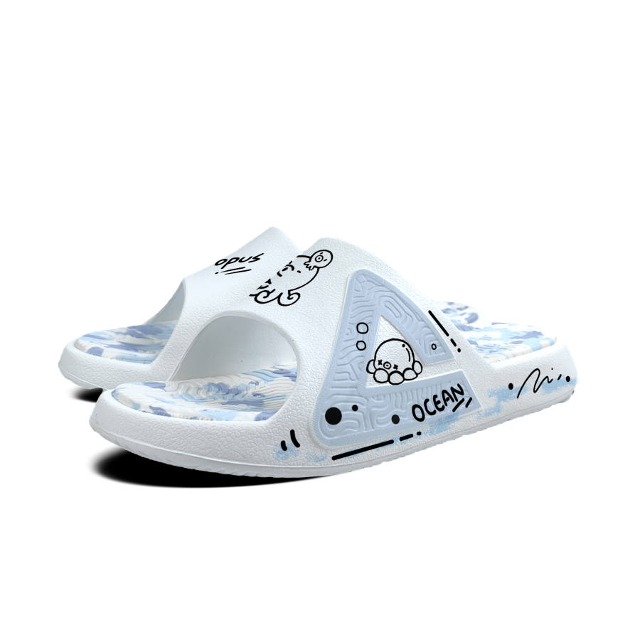 PEAK EVA Graffiti Cute Pet Quiet Slip Resistant Quick Dry Cushioning Slide Slippers Unisex