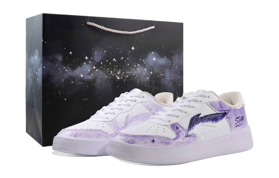 Li-Ning Li Ning Floating Boat Purple Radiance, Blended Hand Drawn Synthetic Leather Lightweight Breathable Low top