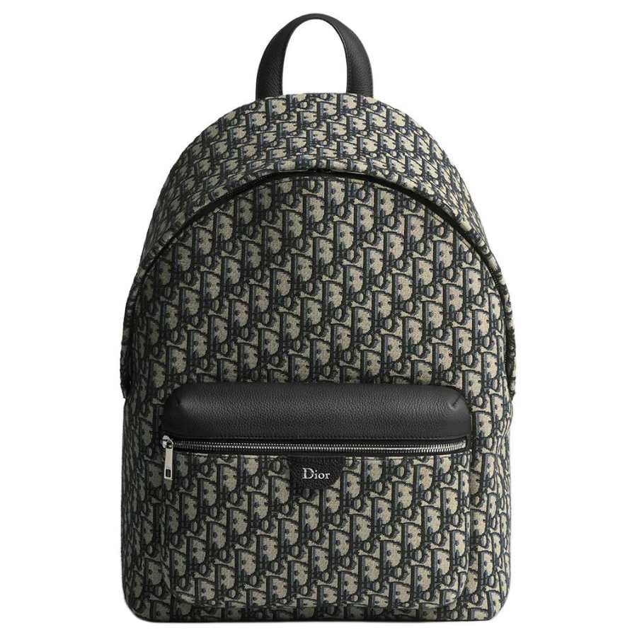 DIOR RiderOBLIQUE Cotton With Calfskin Backpack Men's Beige & Black