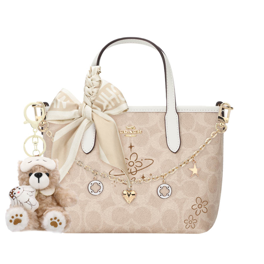 COACH City Artificial Leather Handbag Mini Women's Chalk White