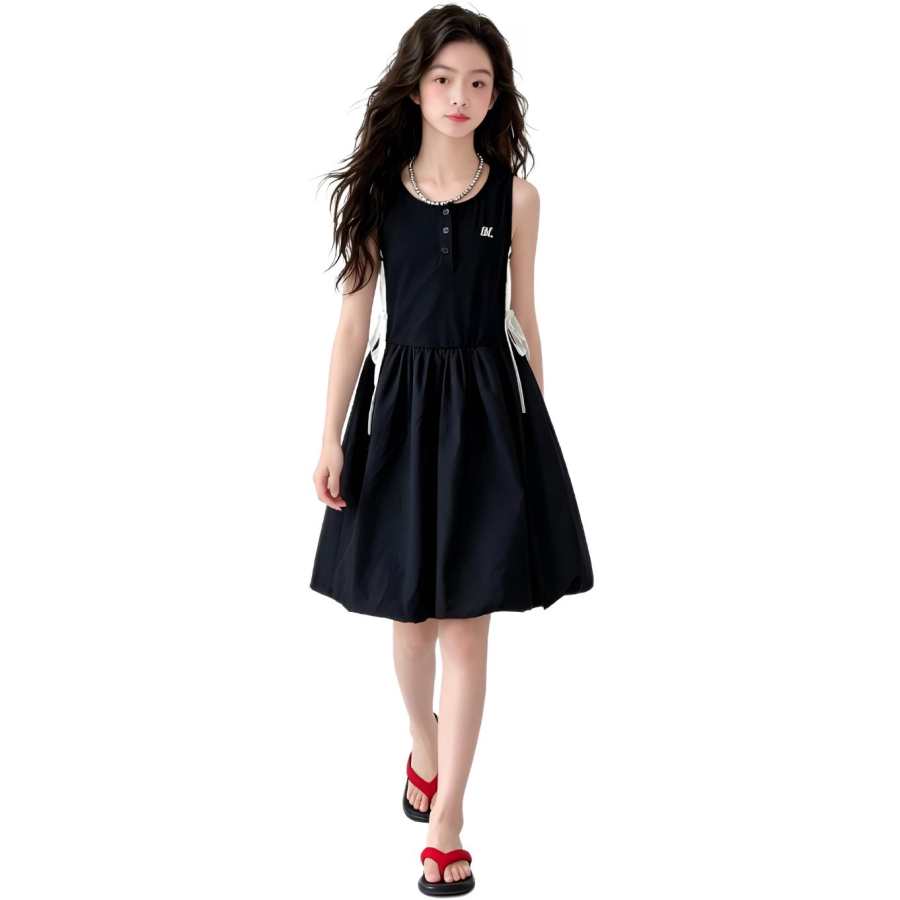 TNTX Kids Dresses Crew Neck Thin Midi Dress Stretch