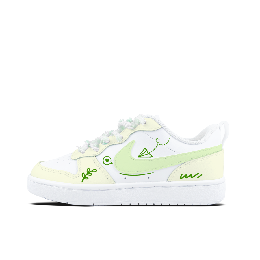 Nike Nike Court Borough Bluebell Paper Language Slip Resistant Abrasion Resistant Support Kids' Skateboarding Shoes White