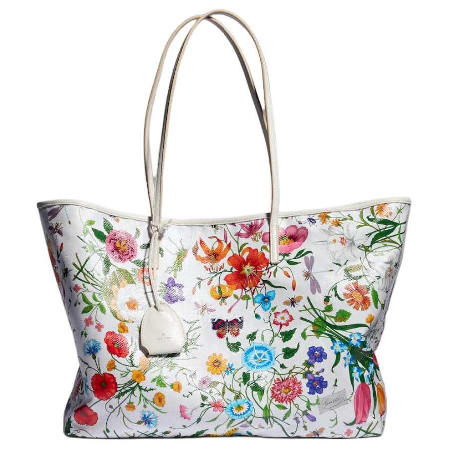 GUCCI Coated Canvas Tote Handbag Large Women's White